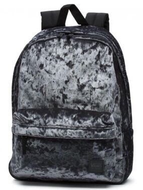 Vans Deana Backpack Grey Crushed Velvet 2 Pocket Stylish Casual Bag